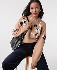 Embroidered Floral Mock Neck Sweater carousel Product Image 4