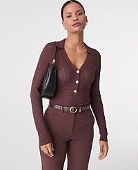 Pointelle Polo Sweater carousel Product Image 1