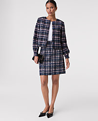 The Petite Crew Neck Jacket in Plaid Tweed carousel Product Image 3