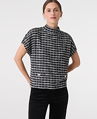 Plaid Tweed Mock Neck Top carousel Product Image 1