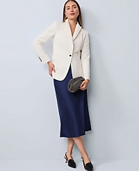The Belted Fitted Long Blazer in Crepe carousel Product Image 4