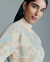 Shimmer Floral Jacquard Sweater Tee carousel Product Image 3