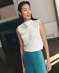 Lace Trimmed Satin Top carousel Product Image 3