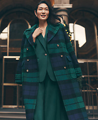 Plaid Fitted Double Breasted Coat carousel Product Image 4