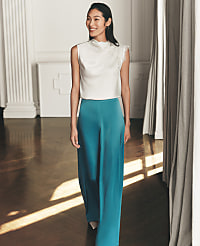 The Petite Statement Palazzo Pant in Satin carousel Product Image 4