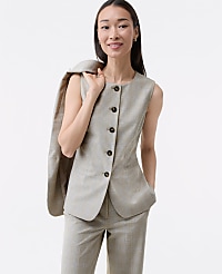 The Long Crew Neck Vest in Plaid carousel Product Image 3