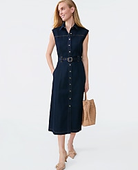 Belted Denim Midi Shirtdress carousel Product Image 1