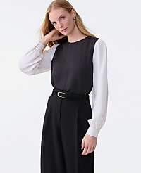 Colorblock Crew Neck Blouse carousel Product Image 1