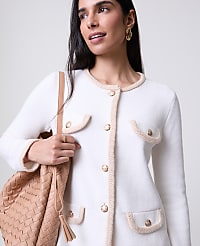 Textured Trim Sweater Jacket carousel Product Image 1