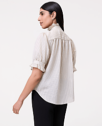 Petite Striped Ruffle Collar Shirt carousel Product Image 2