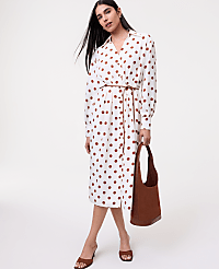 Dotted Satin Midi Shirtdress carousel Product Image 1