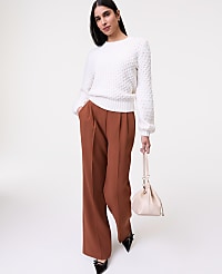 The Side Zip Wide-Leg Pant in Textured Crepe carousel Product Image 4