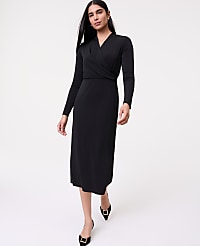 Petite Draped Knit Midi Sheath Dress carousel Product Image 1