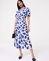 Floral Linen Blend Midi Dress carousel Product Image 1