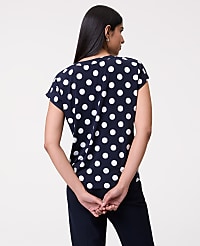 Dotted Mixed Media Pleat Front Top carousel Product Image 2