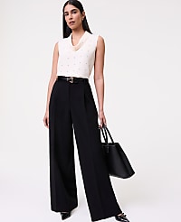 The Pleated Straight Pant in Textured Crepe carousel Product Image 1