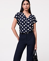 Dotted Mixed Media Pleat Front Top carousel Product Image 1