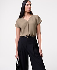 Mixed Media Pleat Front Top carousel Product Image 1