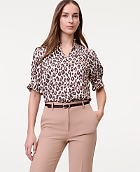 Petite Animal Print Ruffle Collar Shirt carousel Product Image 3