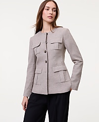 The Fitted Crew Neck Jacket in Herringbone carousel Product Image 1