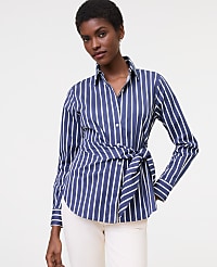 Striped Tie Waist Button Down Shirt carousel Product Image 3