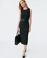 The Petite Belted Crew Neck Sheath Dress in Seasonless Stretch carousel Product Image 1
