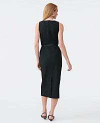 The Belted Crew Neck Sheath Dress in Seasonless Stretch carousel Product Image 2