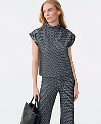 Plaid Ponte Mock Neck Top carousel Product Image 1