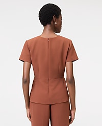 The Petite Crew Neck Peplum Top in Textured Crepe carousel Product Image 2