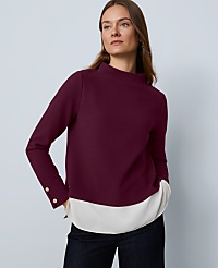 Mixed Media Mock Neck Top carousel Product Image 1