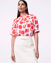 Petite Floral Ruffle Collar Shirt carousel Product Image 3