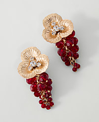 Beaded Flower Tassel Drop Earrings carousel Product Image 1