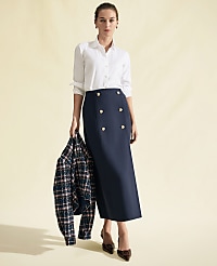 Ponte Button Wrap Midi Skirt carousel Product Image 5