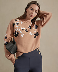 Embroidered Floral Mock Neck Sweater carousel Product Image 5