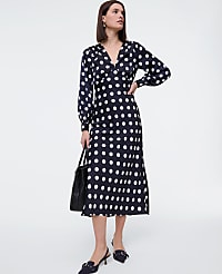 Satin Dotted Midi Dress carousel Product Image 1