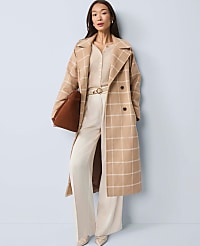 Petite Windowpane Belted Coat carousel Product Image 2