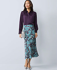 Floral Satin Midi Slip Skirt carousel Product Image 2