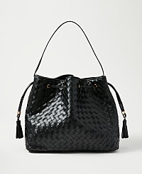 Cinched Tassel Woven Tote carousel Product Image 1