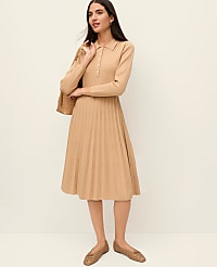 Petite Pleated Polo Midi Dress carousel Product Image 1