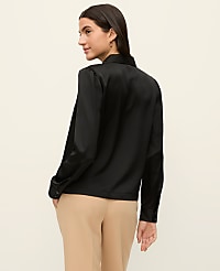 Satin Notched Collar Blouse carousel Product Image 2