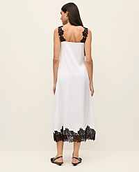 Lace Trim Satin Slip Midi Dress carousel Product Image 2