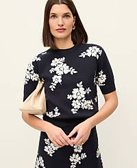 Floral Jacquard Sweater Tee carousel Product Image 3
