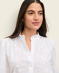 Petite Embroidered Ruffle Collar Shirt carousel Product Image 3