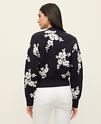 Floral Jacquard Bomber Sweater Jacket carousel Product Image 2