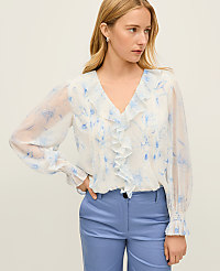 Floral Ruffle Trim Blouse carousel Product Image 1