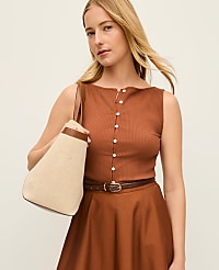 Ribbed Sleeveless Button Top carousel Product Image 1