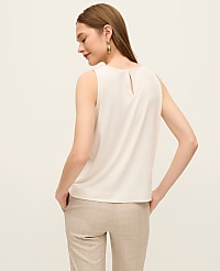 Petite Mixed Media Gathered Sleeveless Top carousel Product Image 2