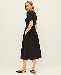 Petite Mixed Media Flare Midi Dress carousel Product Image 2
