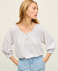 Petite Striped Bubble Hem Top carousel Product Image 1