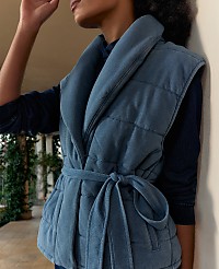 Haven Well Within Indigo Cotton Terry Quilted Vest carousel Product Image 4